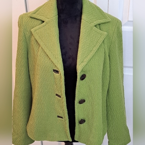 Bernardo Lime Green Wool Blazer/Jacket Size L - Picture 3 of 10